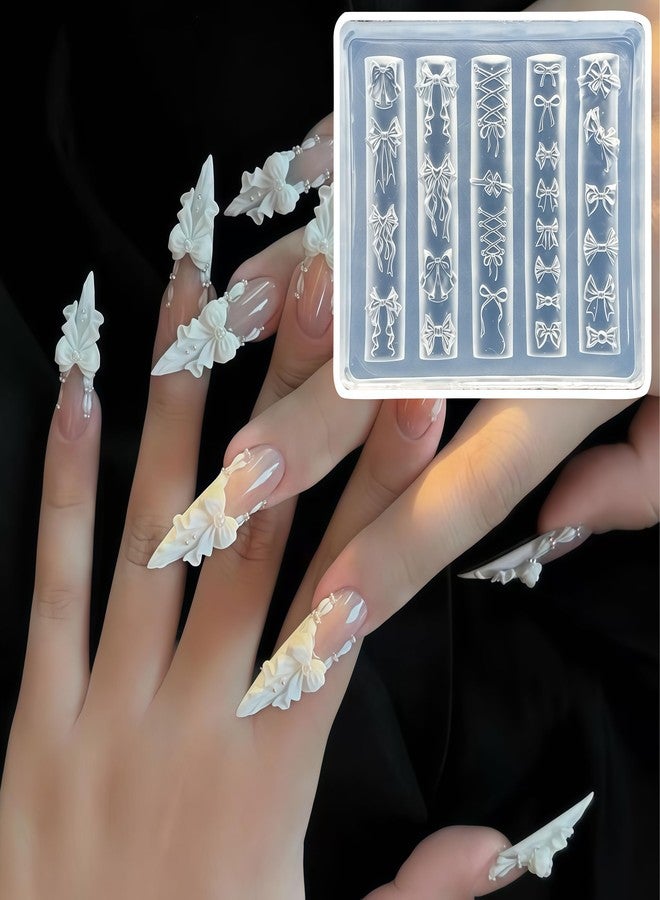 BHCCXZ 5Pcs 3D Cake Piping Gel Nail Art Mold Arts Resin Strawberry Cream Flower Molds for Accessories Supplies Wreath Silicone Tools Ribbon Bow Nails - Image 4